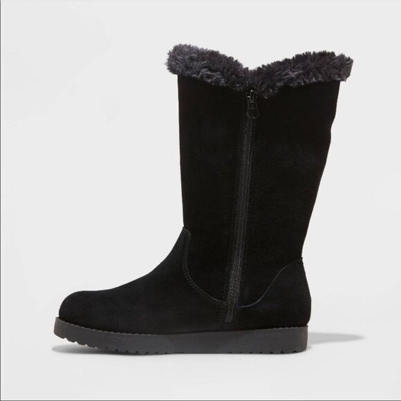 Universal Thread Black Charleigh Tall Faux Shearling Suede Boots - Picture 3 of 14